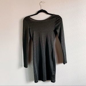 Shiny black long sleeve dress